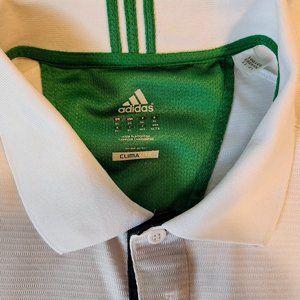 XL White with Green Stripe Adidas Climalite Polo